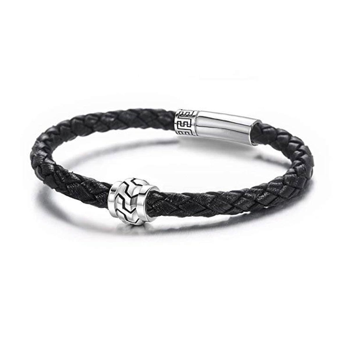 FANCIME PATH Mens Leather Sterling Silver Bracelet Show